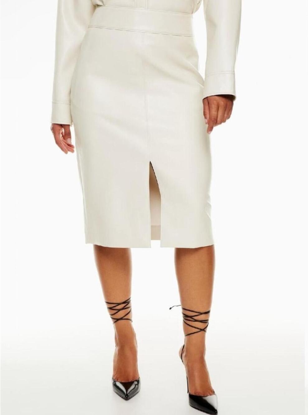 Aritzia Babaton Pegu Skirt in Matte Pearl Size 8 Vegan Leather Pencil Midi Skirt